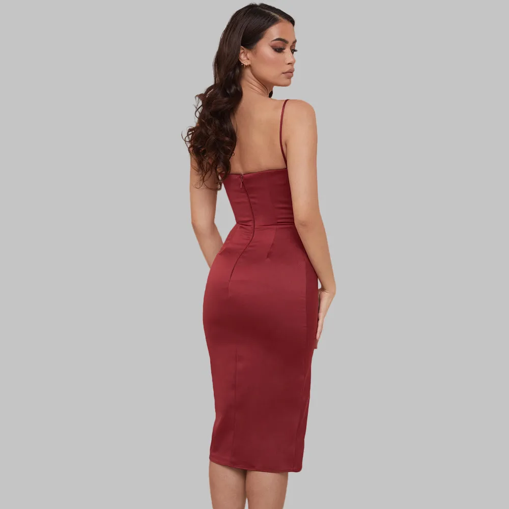 Elegant Halter Backless Midi Dress