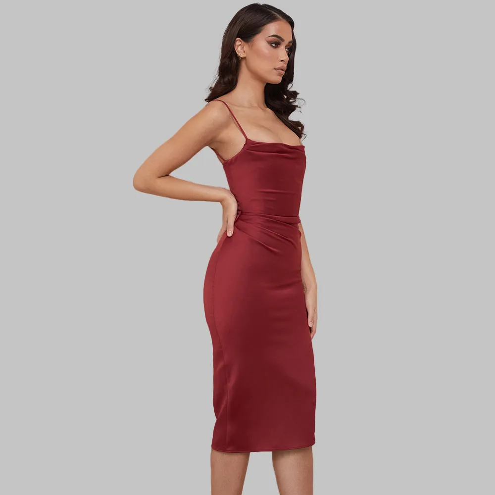 Elegant Halter Backless Midi Dress