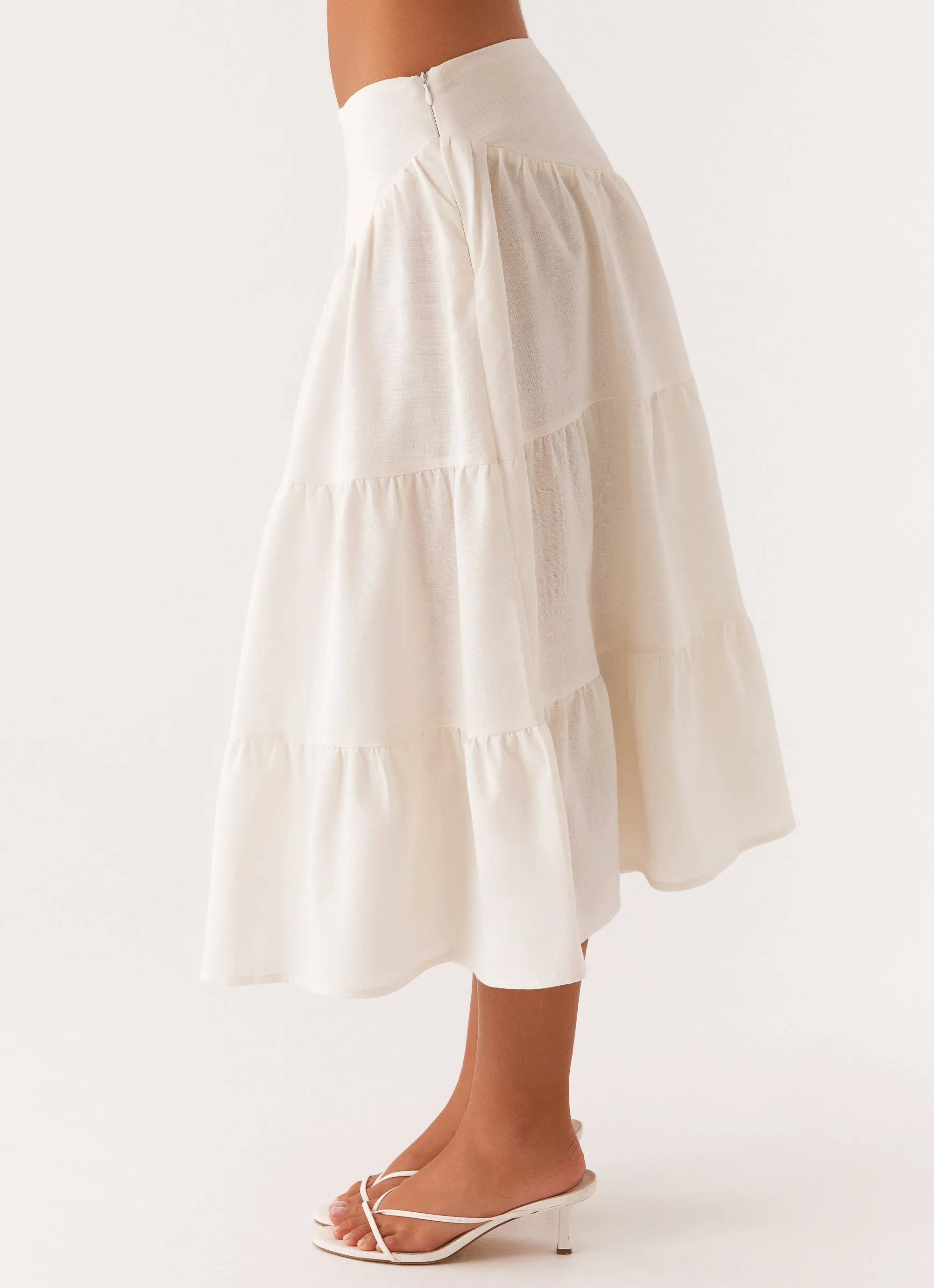 Elodie Midi Skirt - White