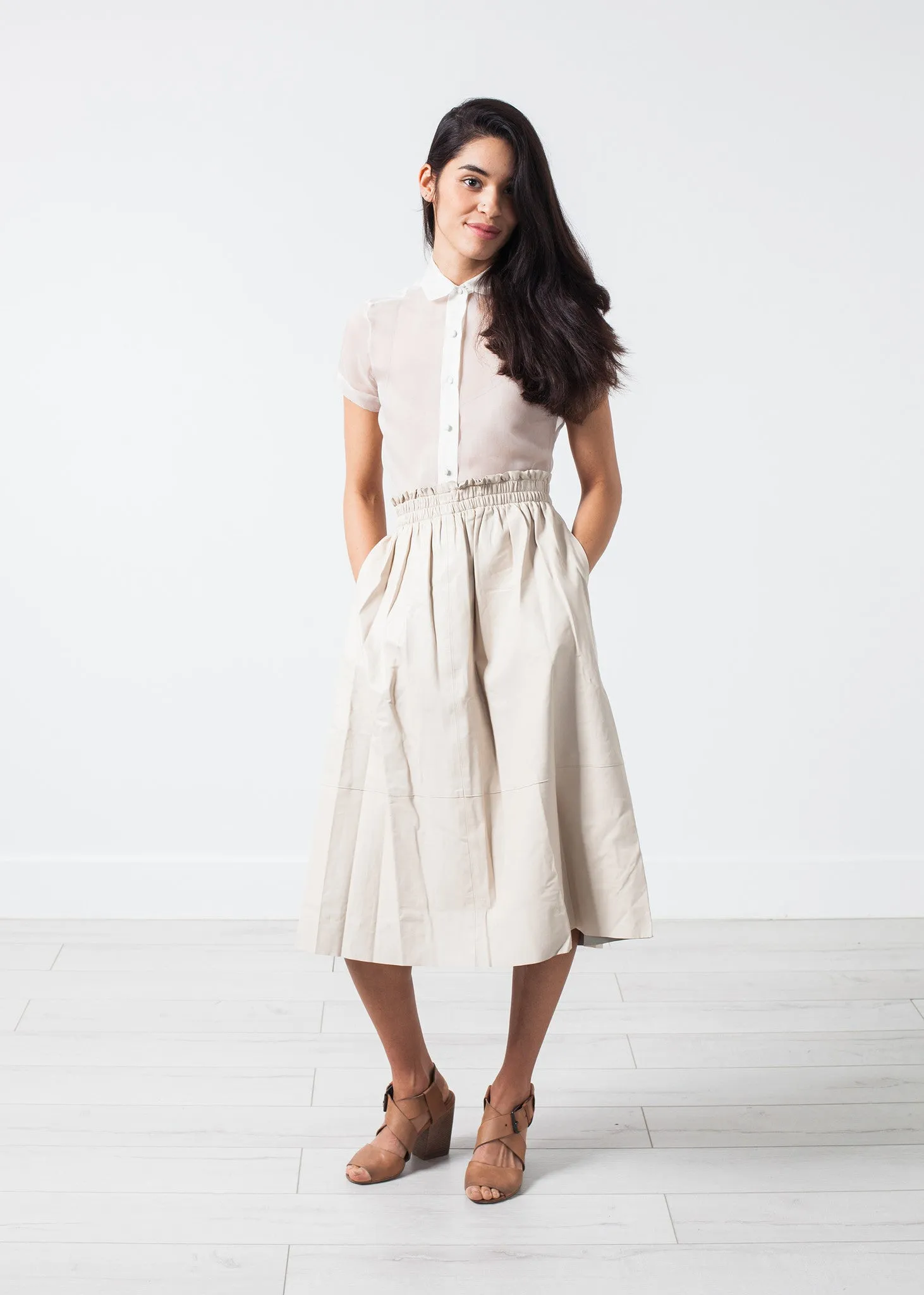 Eulera Leather Skirt in Cream