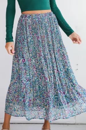 FINAL SALE - Attractive Essence Navy Floral Midi Skirt