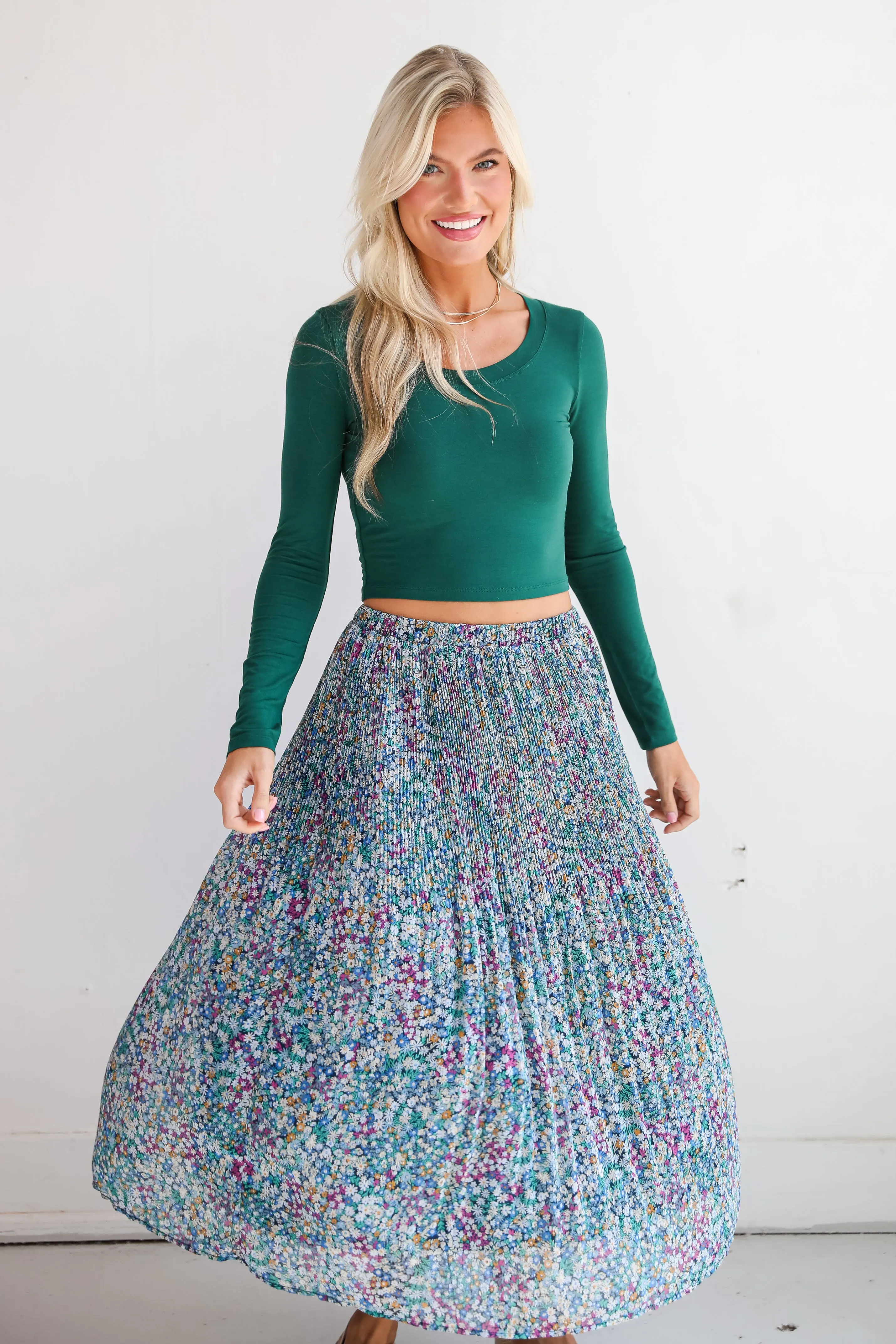 FINAL SALE - Attractive Essence Navy Floral Midi Skirt