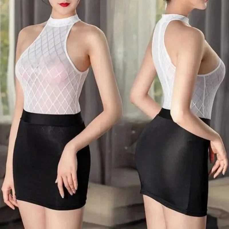 Free Auce High-Waist Elastic Wrap Mini Skirt