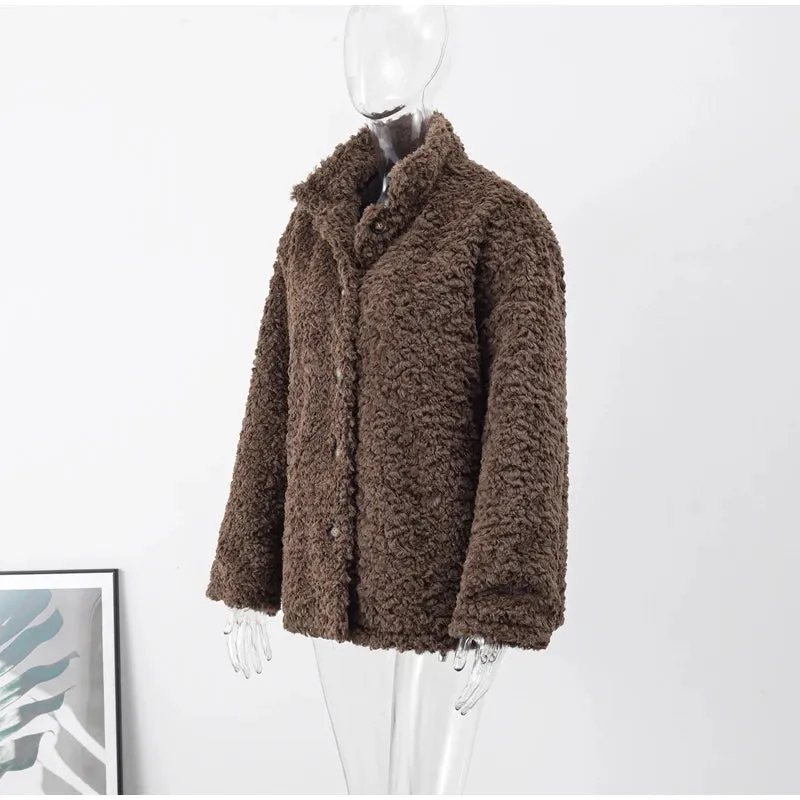 Fur Jacket - Stand Collar