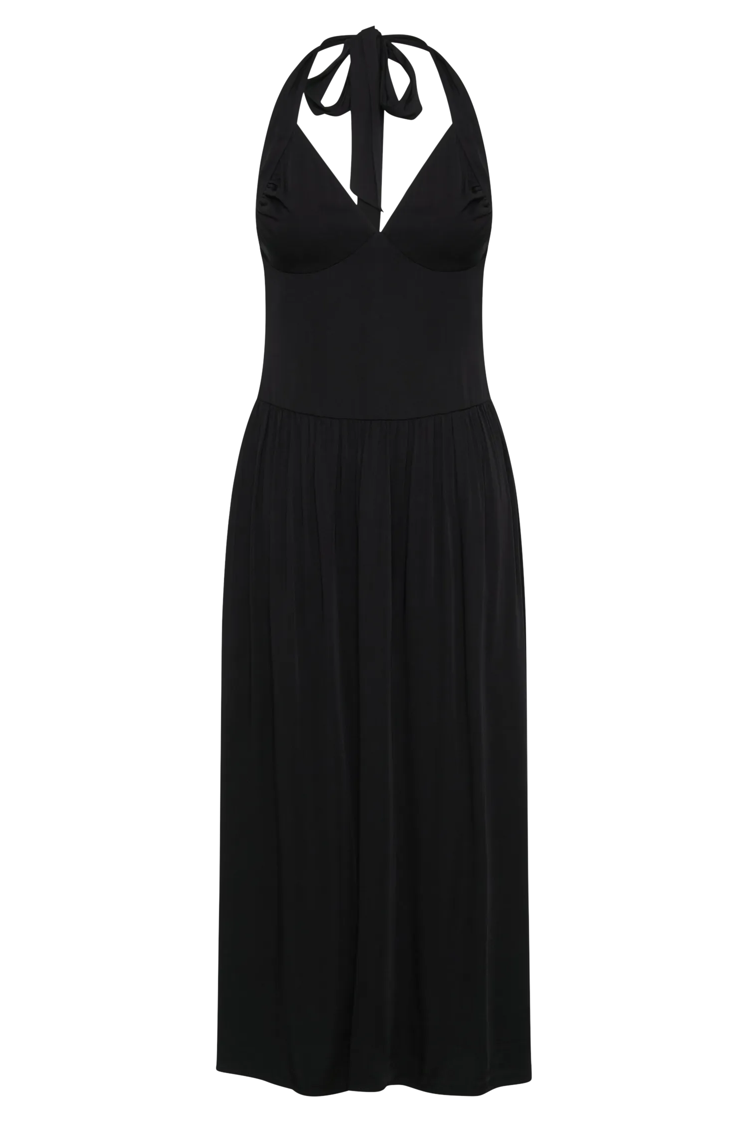 Harriette Halter Midi Dress - Black