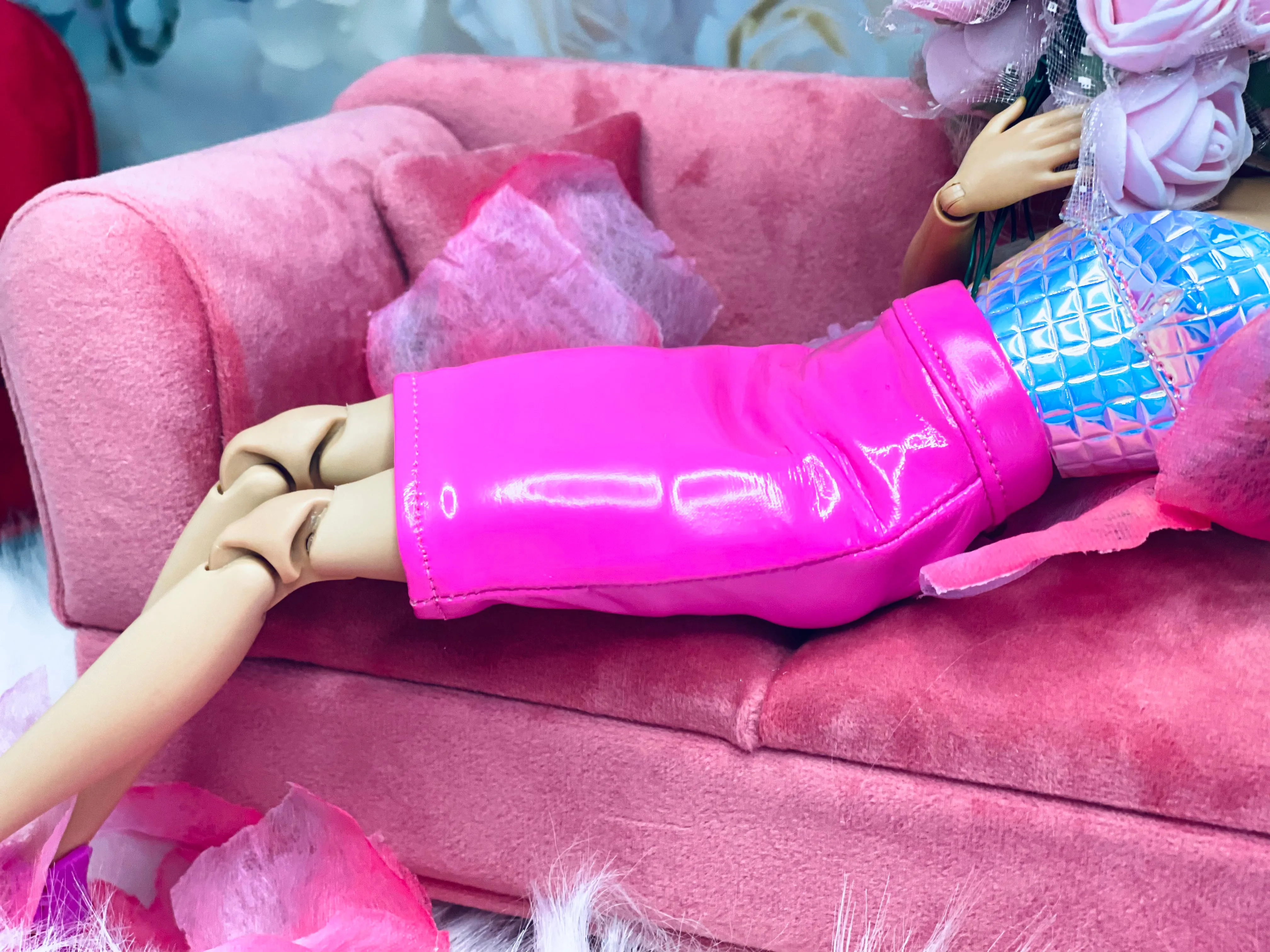 Hot Pink pleather skirt for Barbie