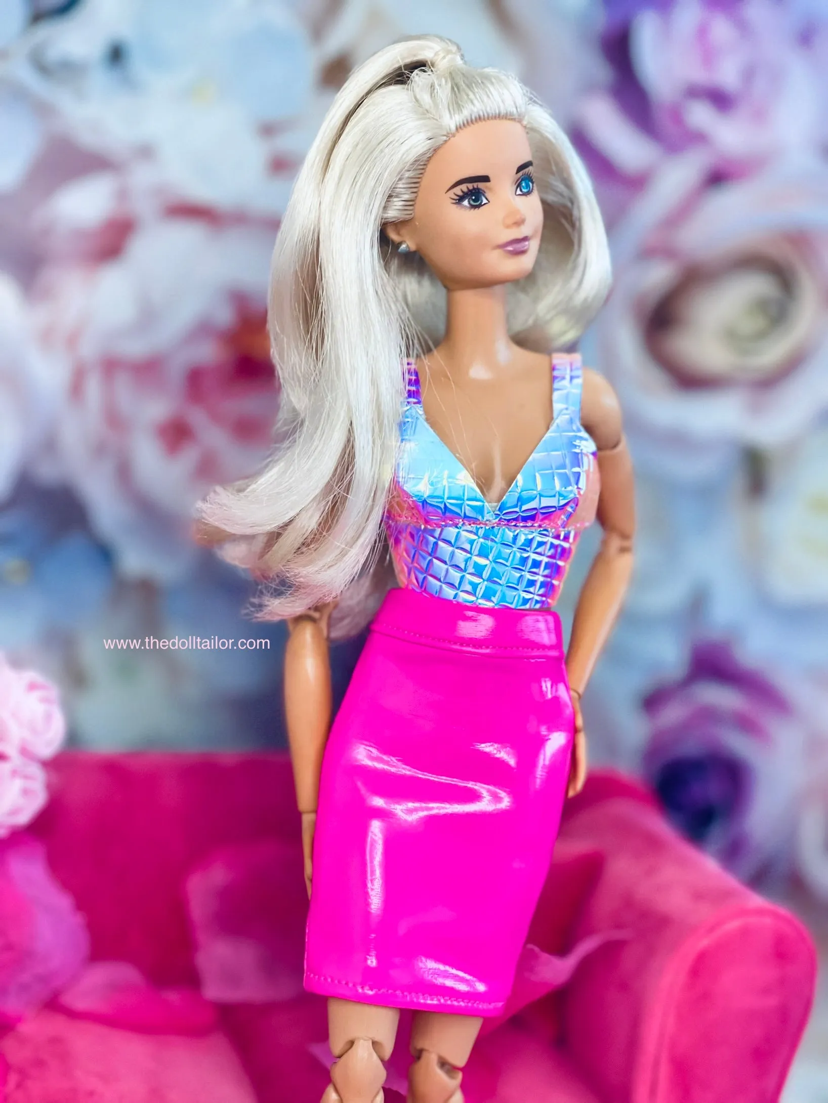 Hot Pink pleather skirt for Barbie