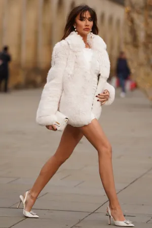 Hot Toddy | Cream Short Faux Fur Coat