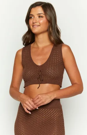 Jimmi Brown Knit Crop Top