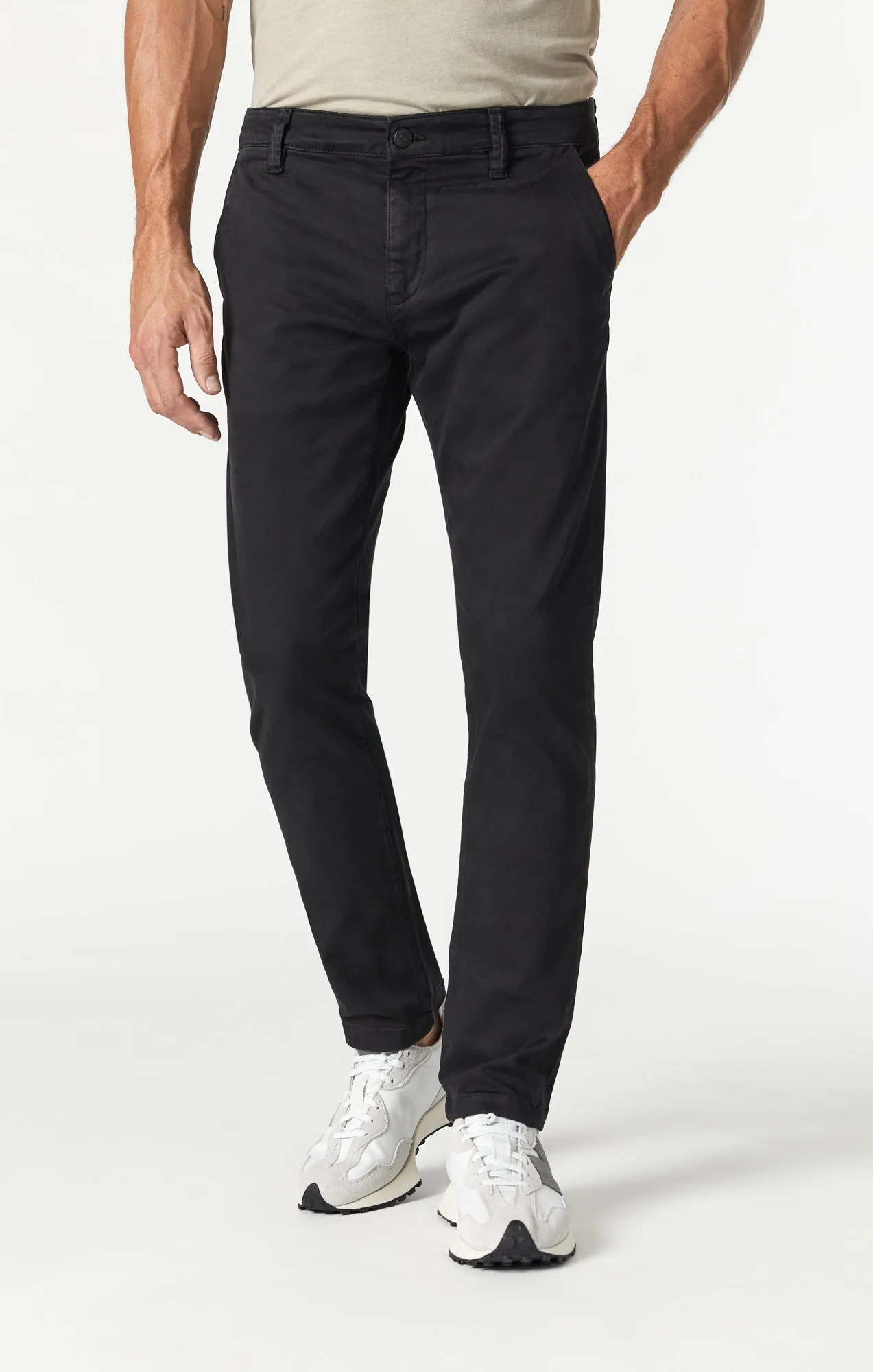 JOHNNY SLIM CHINO IN BLACK SATEEN TWILL