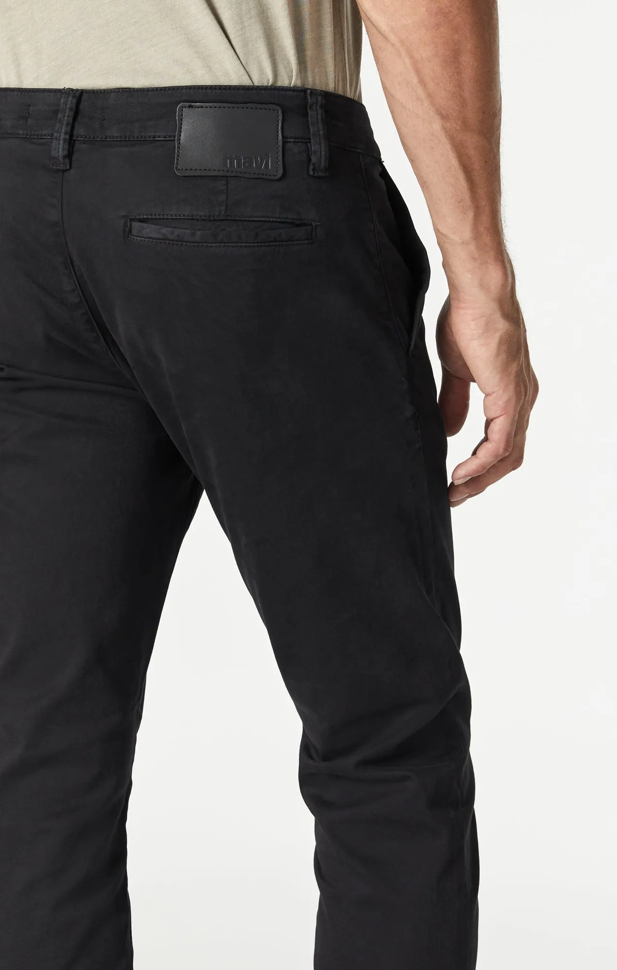 JOHNNY SLIM CHINO IN BLACK SATEEN TWILL