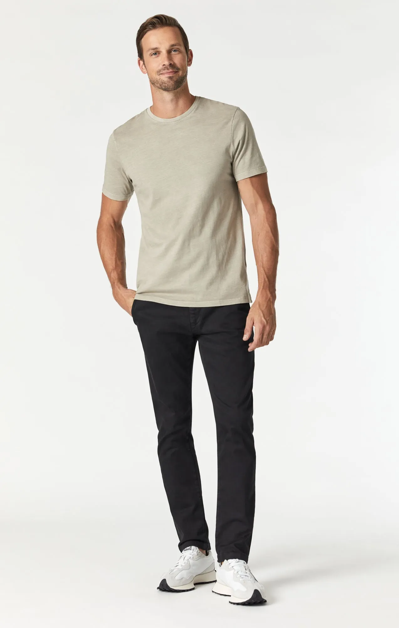 JOHNNY SLIM CHINO IN BLACK SATEEN TWILL