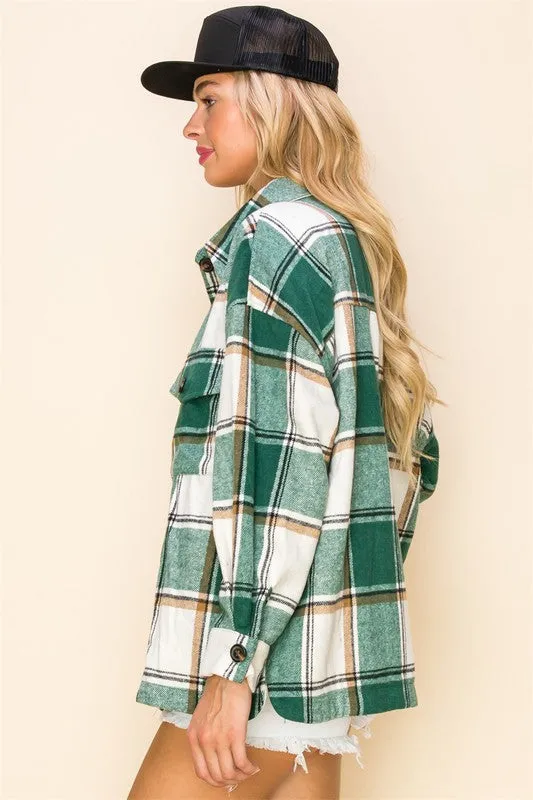 Kelly Green Plaid Shacket