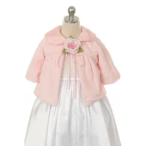 Kids Dream Pink Faux Fur Special Occasion Half Coat Girls 4