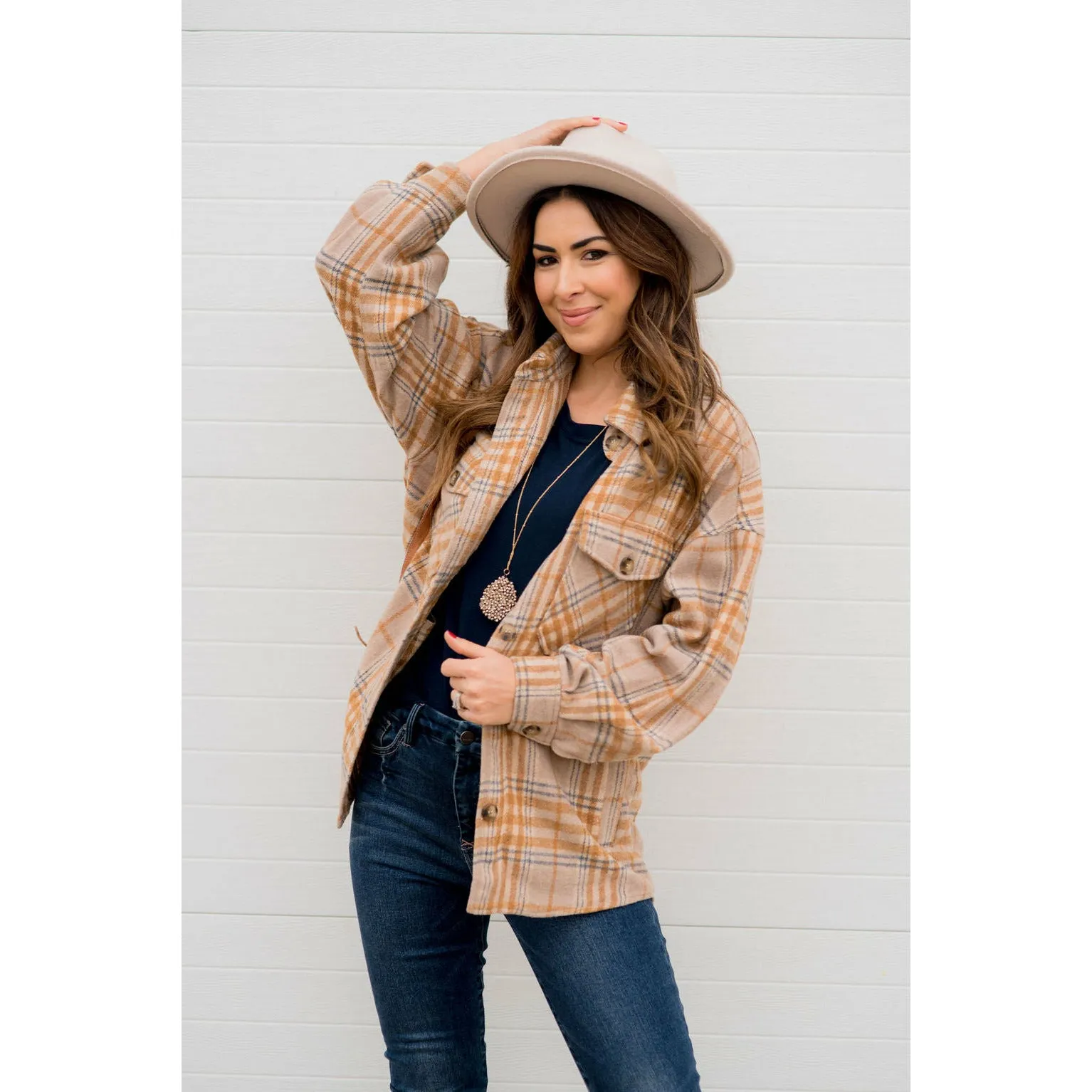 Lazy Days Neutral Toned Plaid Shacket