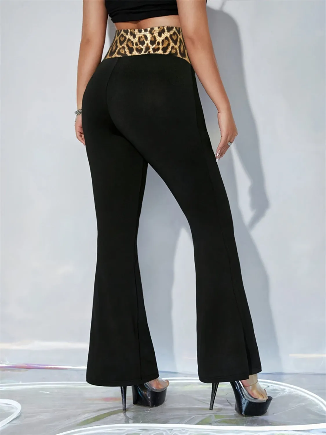 Leopard High Waist Flare Pants