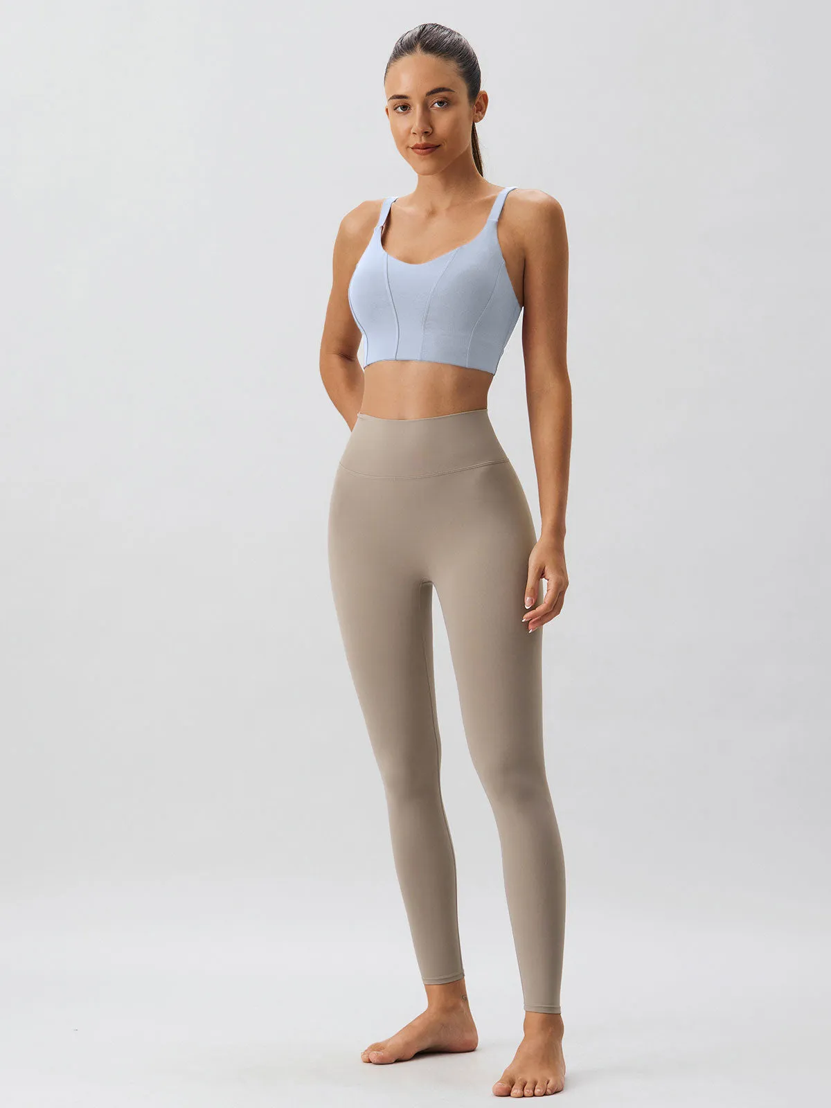 Light Blue Scoop Neck Sports Bra - High Support