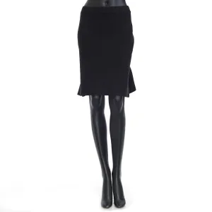 Lightweight Compact Stretch Skirt In Black Wool