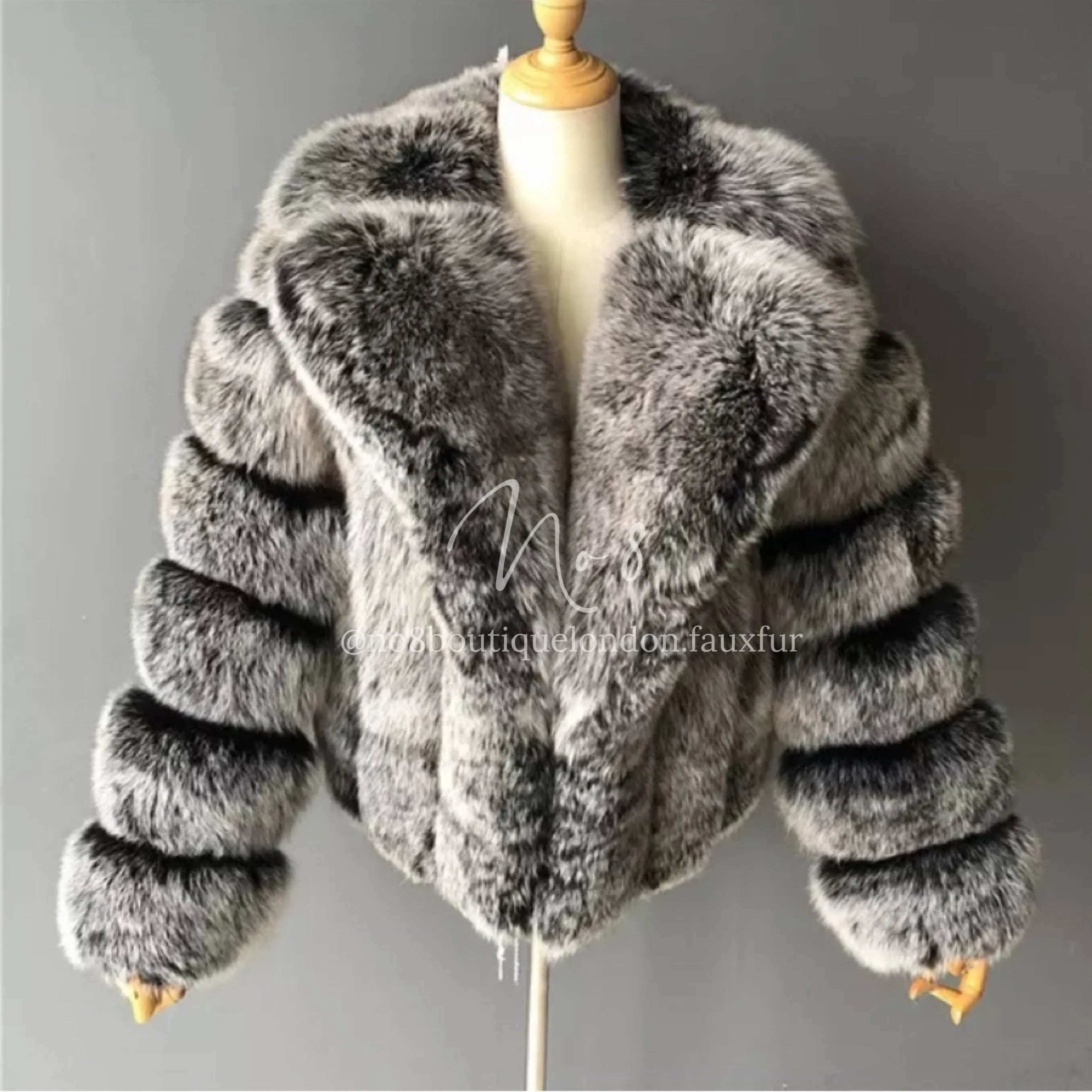 Longer Length London Faux Fur Jacket With Collar