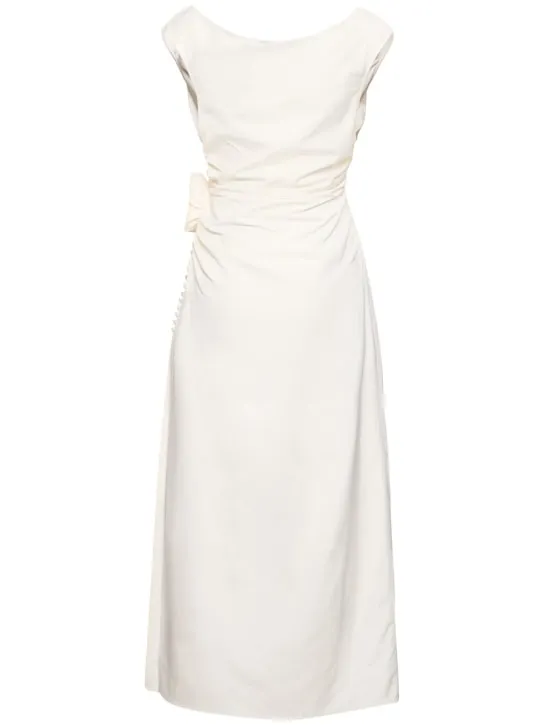 Magda Butrym   Draped silk midi dress w/ rose 