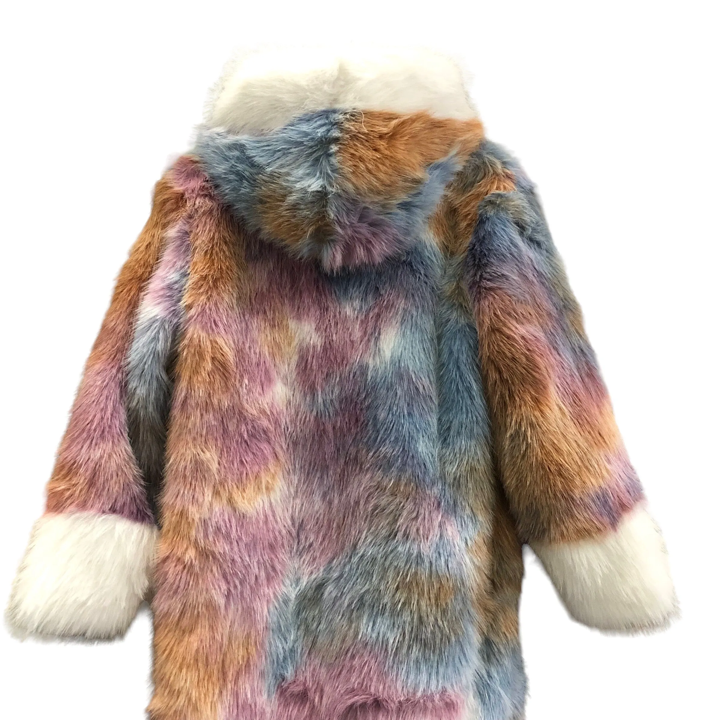 Magnificent Rainbow Faux Fur Hooded Jacket