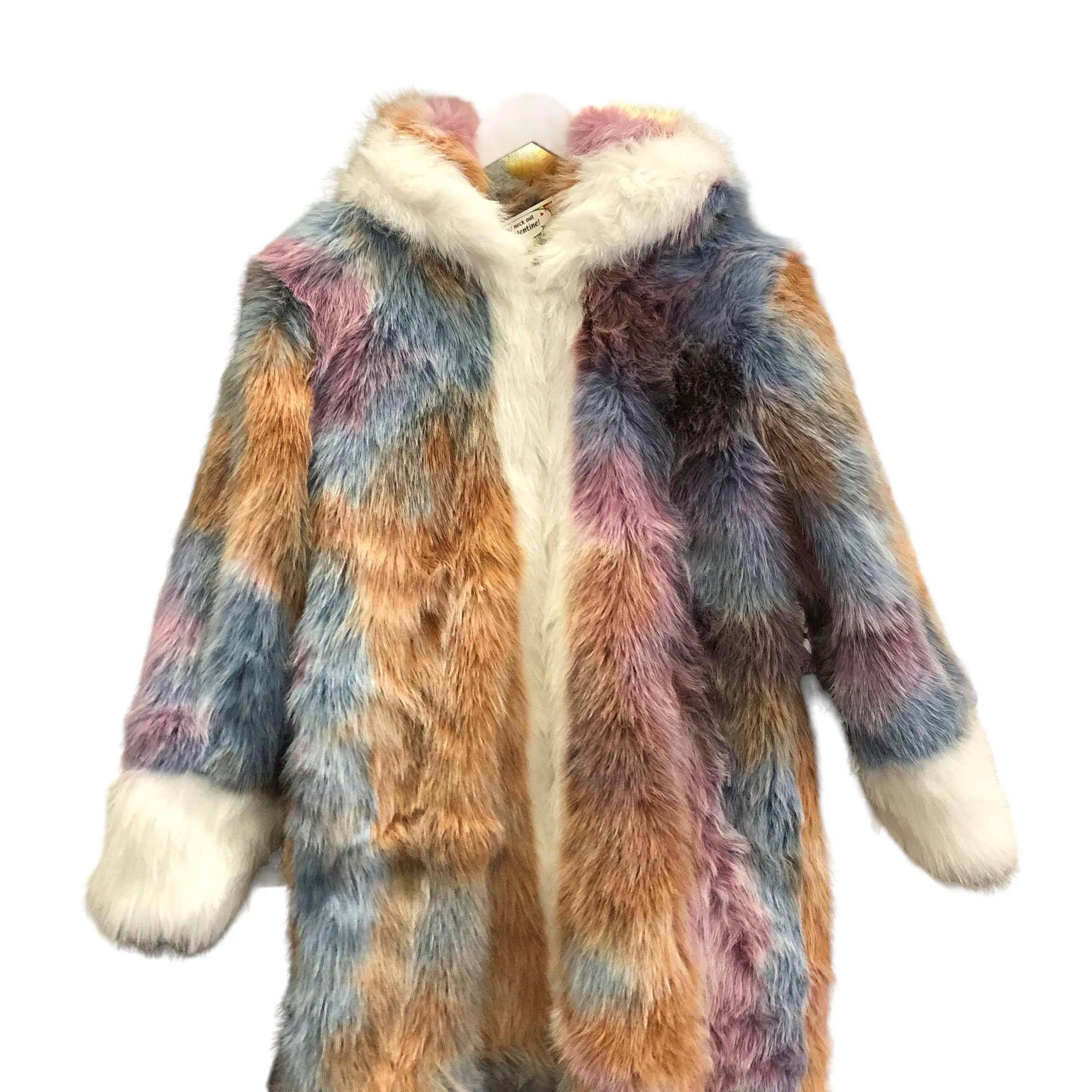 Magnificent Rainbow Faux Fur Hooded Jacket