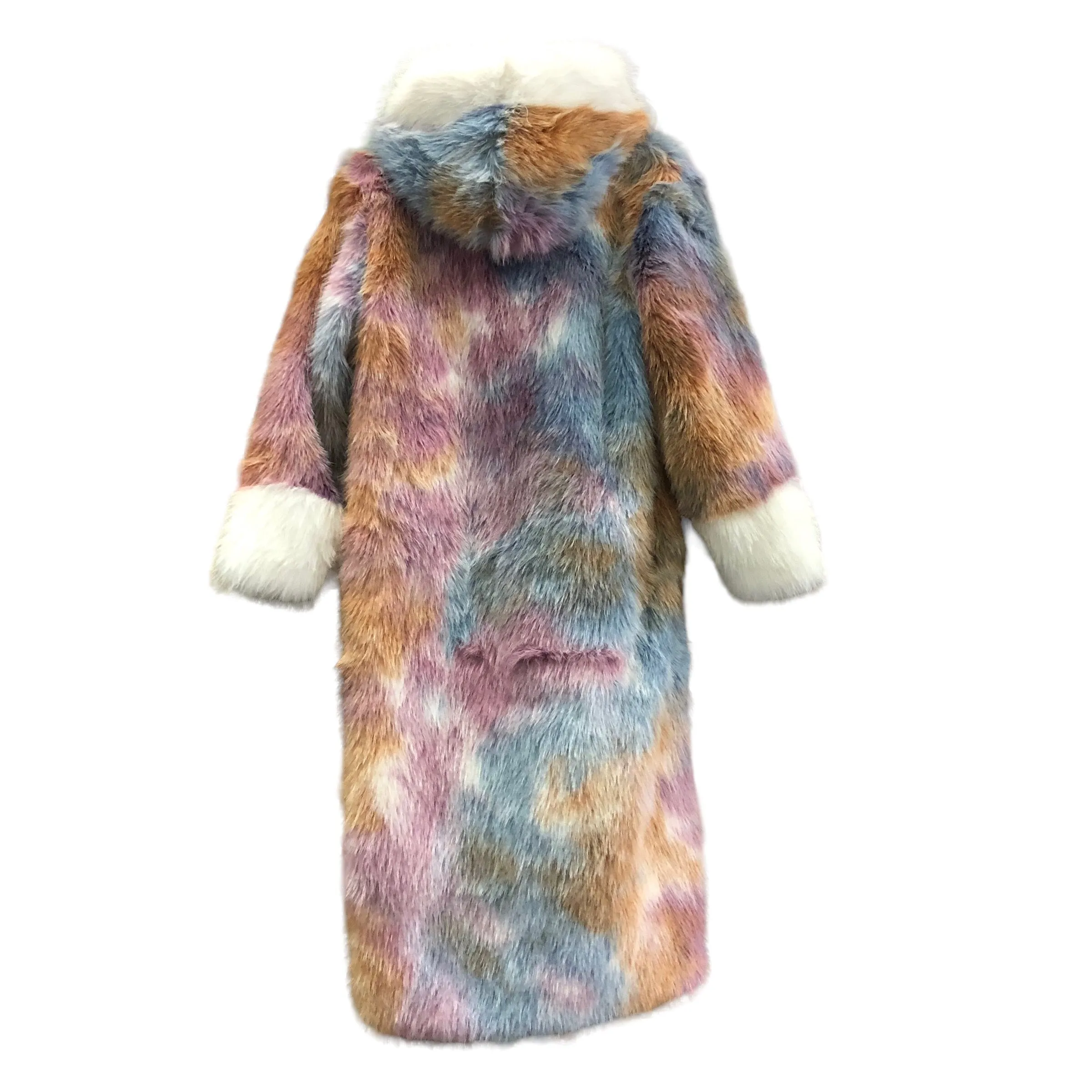 Magnificent Rainbow Faux Fur Hooded Jacket