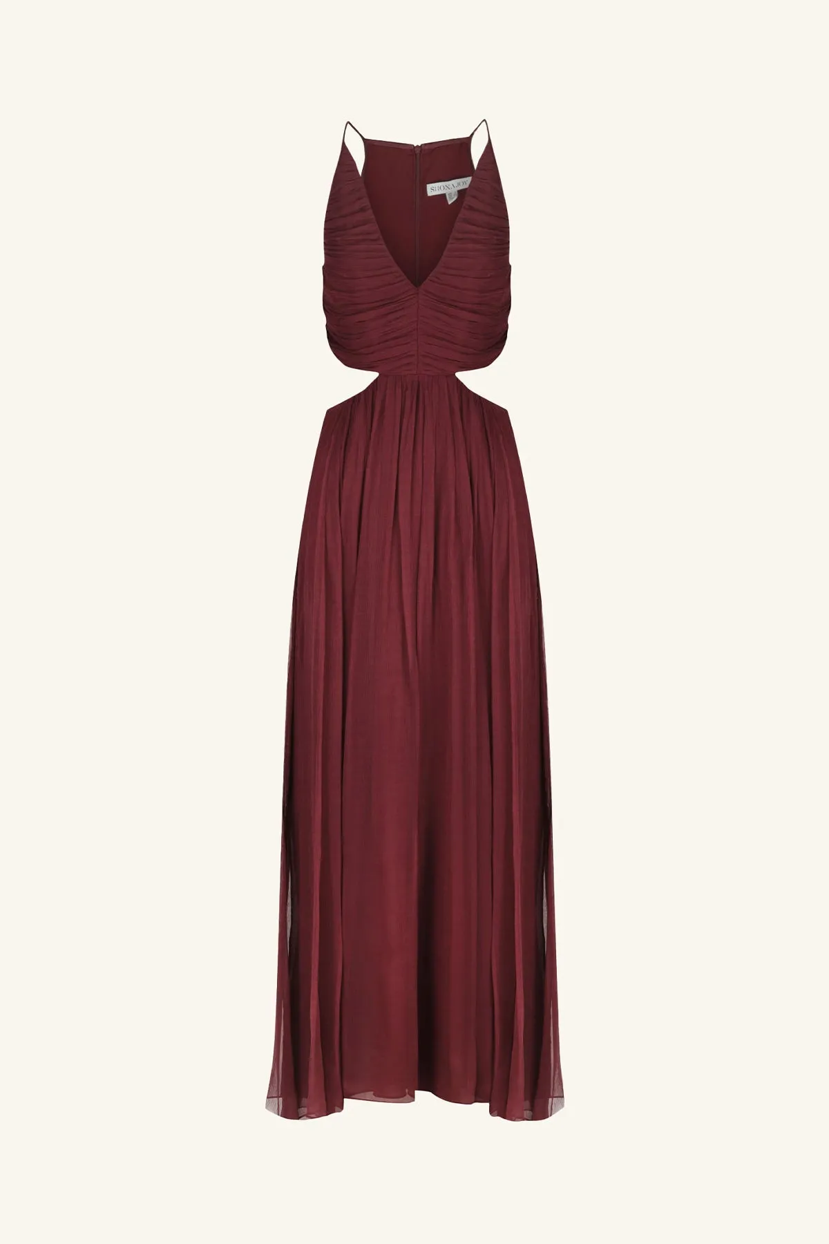 MARQUIS RUCHED CUT OUT MIDI DRESS - DEEP WINE