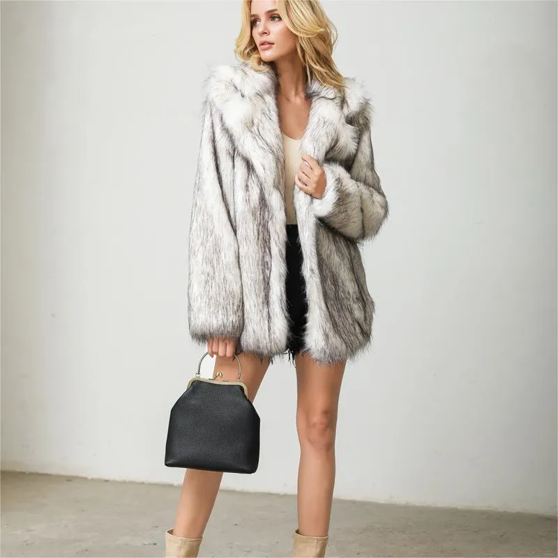 Medium-length suit jacket coat artificial fur imitation fur coat