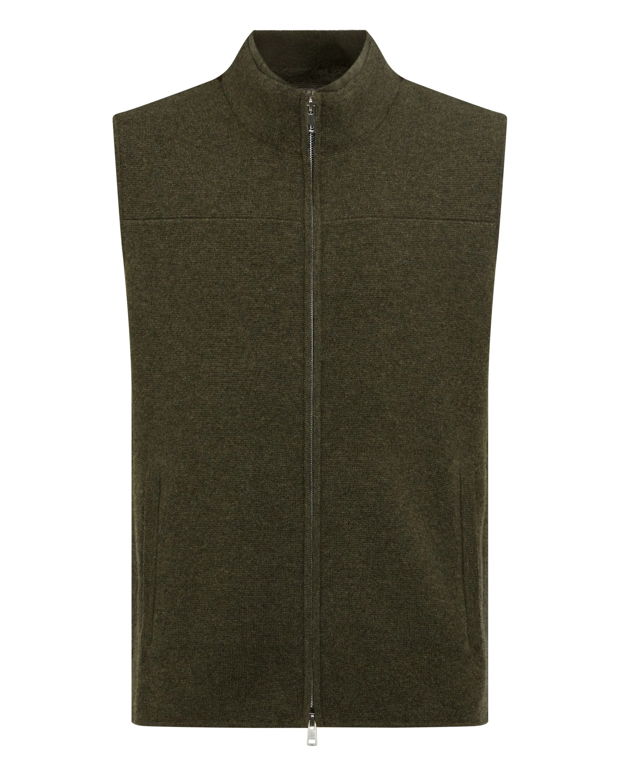 Men's Rex Trim Cashmere Gilet Moss Green