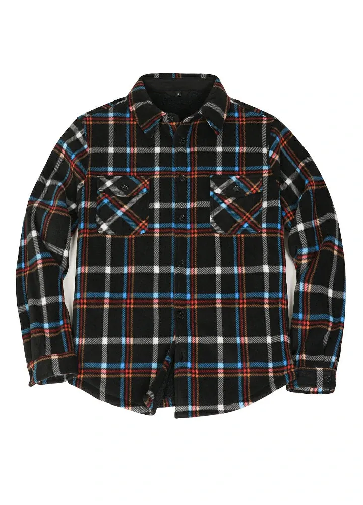 Men's Sherpa Fleece Lined Shacket,Button Down Plaid