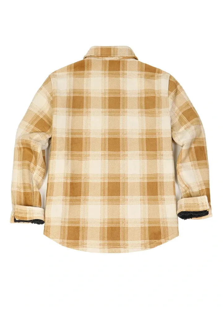 Men's Sherpa Fleece Lined Shacket,Button Down Plaid