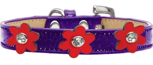 Metallic Flower Ice Cream Collar Purple With Metallic Red Flowers Size 18