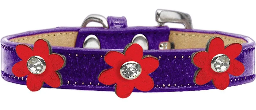 Metallic Flower Ice Cream Collar Purple With Metallic Red Flowers Size 18