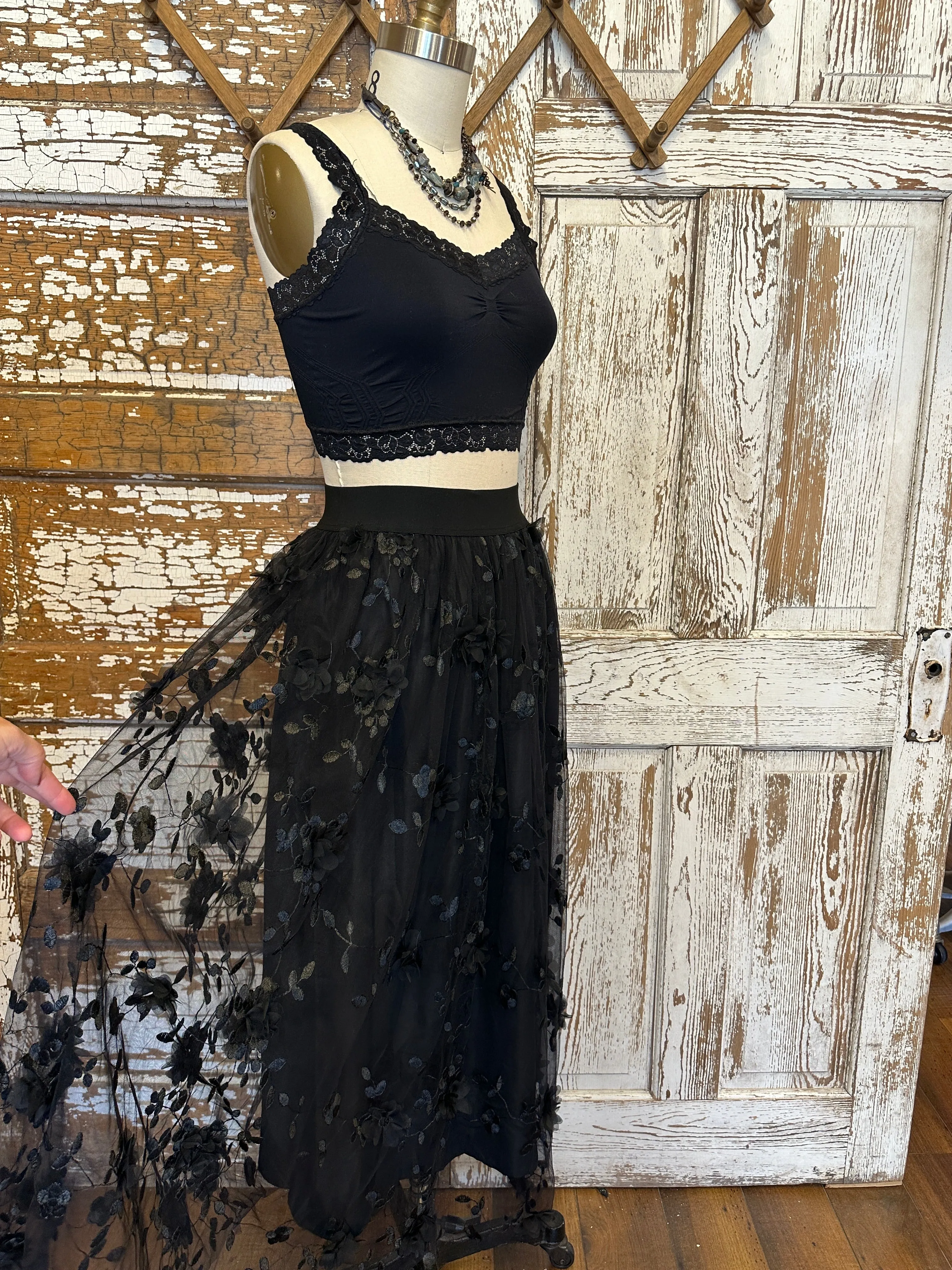 Midnight Bloom Tulle Skirt