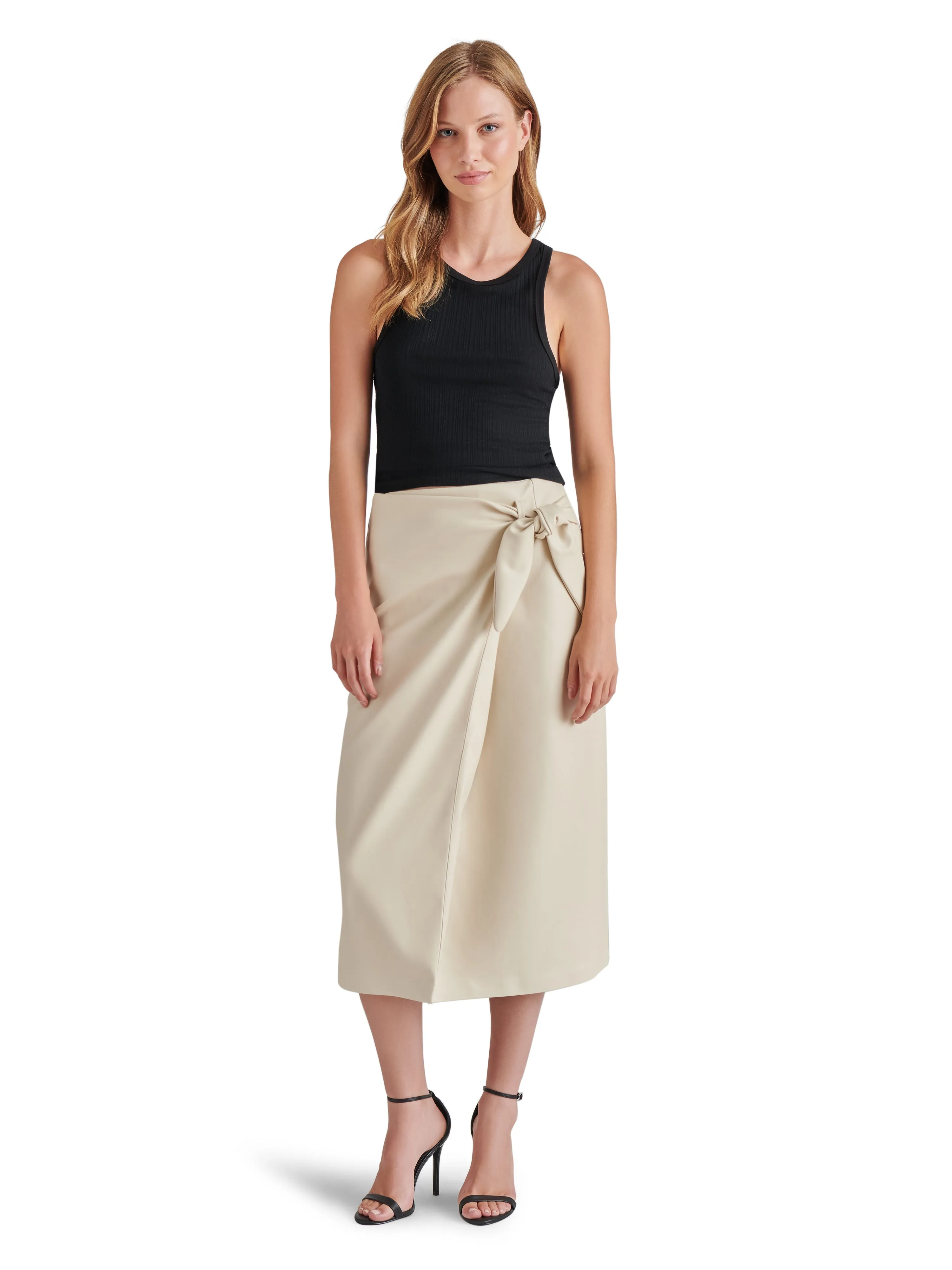 Navia Faux Leather Wrap Skirt, Bone | Steve Madden