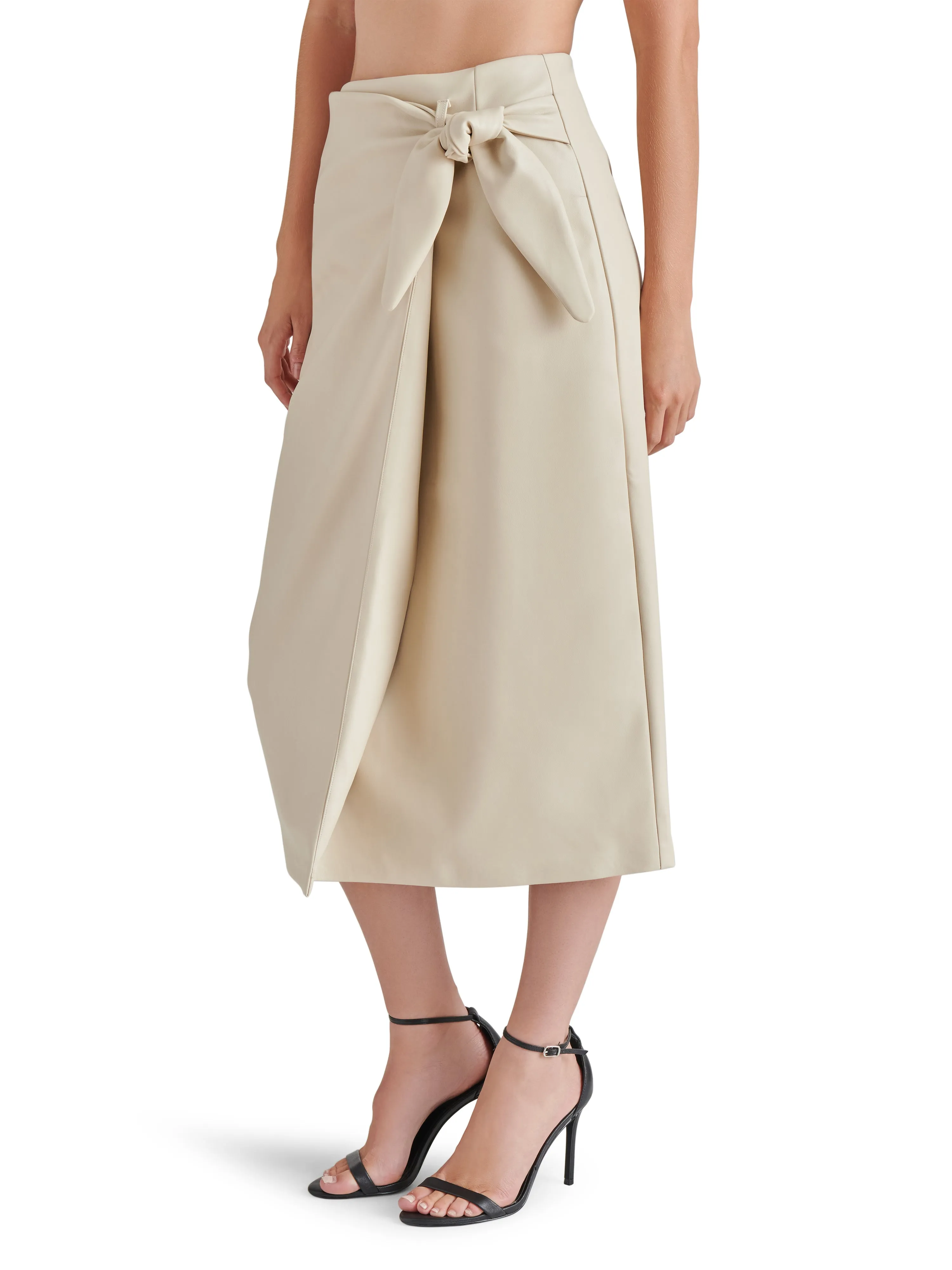 Navia Faux Leather Wrap Skirt, Bone | Steve Madden