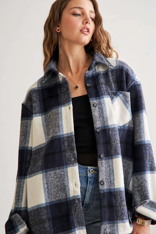 Navy Perfectly Plaid Shacket