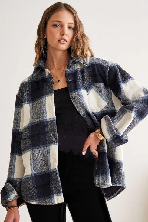 Navy Perfectly Plaid Shacket