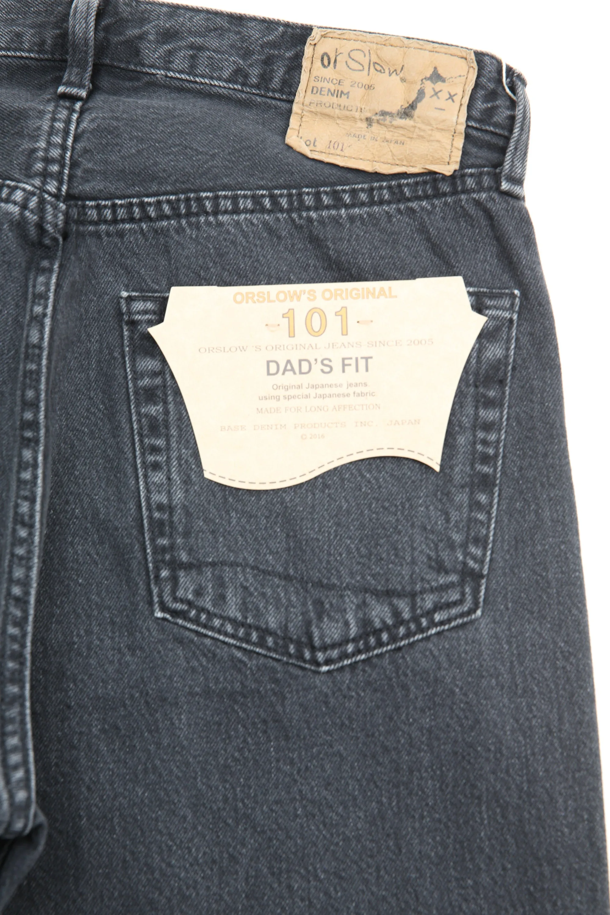 orSlow 101 DAD'S FIT DENIM PANTS (UNISEX) - Black Denim Stone