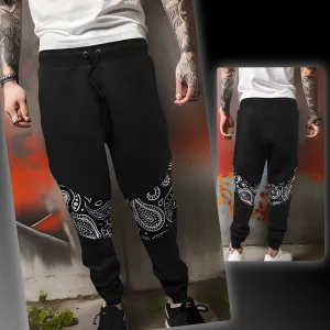 ^OUTFIT KINGS^ LUXURY BLACK BANDANA JOGGER SWEATPANTS (CUT & SEW COLLECTION)