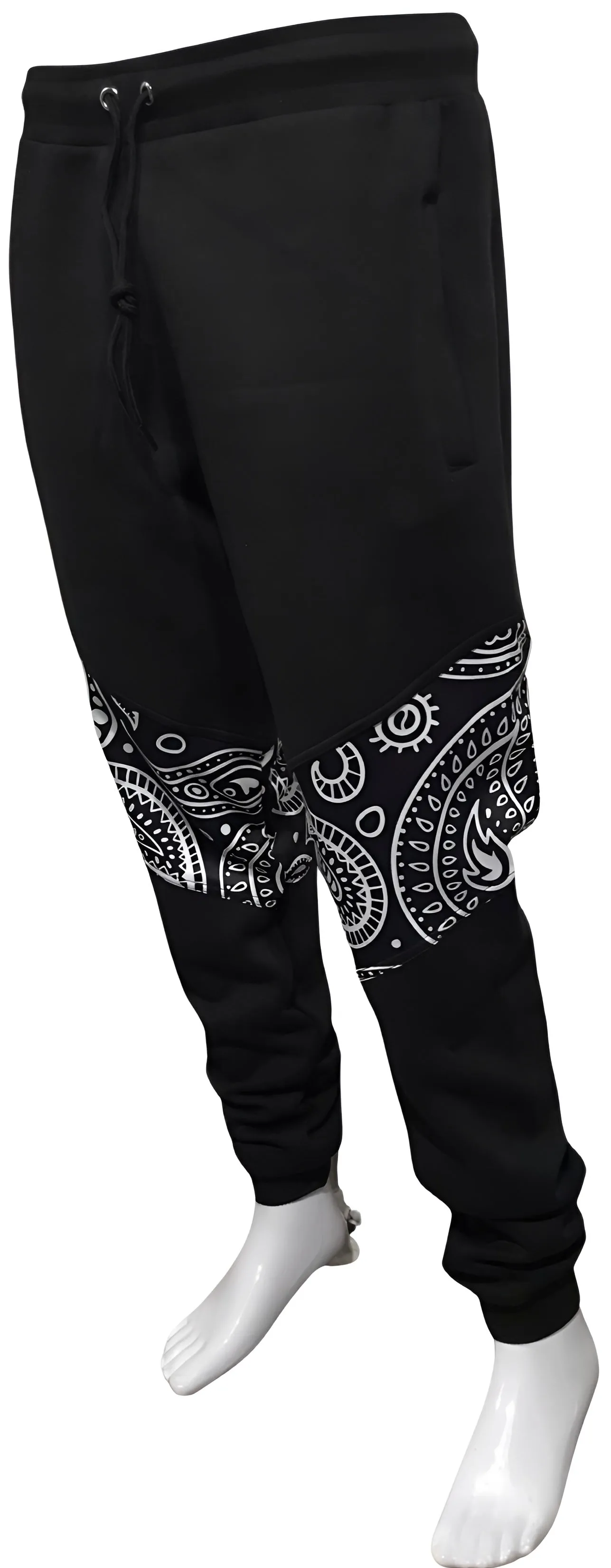 ^OUTFIT KINGS^ LUXURY BLACK BANDANA JOGGER SWEATPANTS (CUT & SEW COLLECTION)