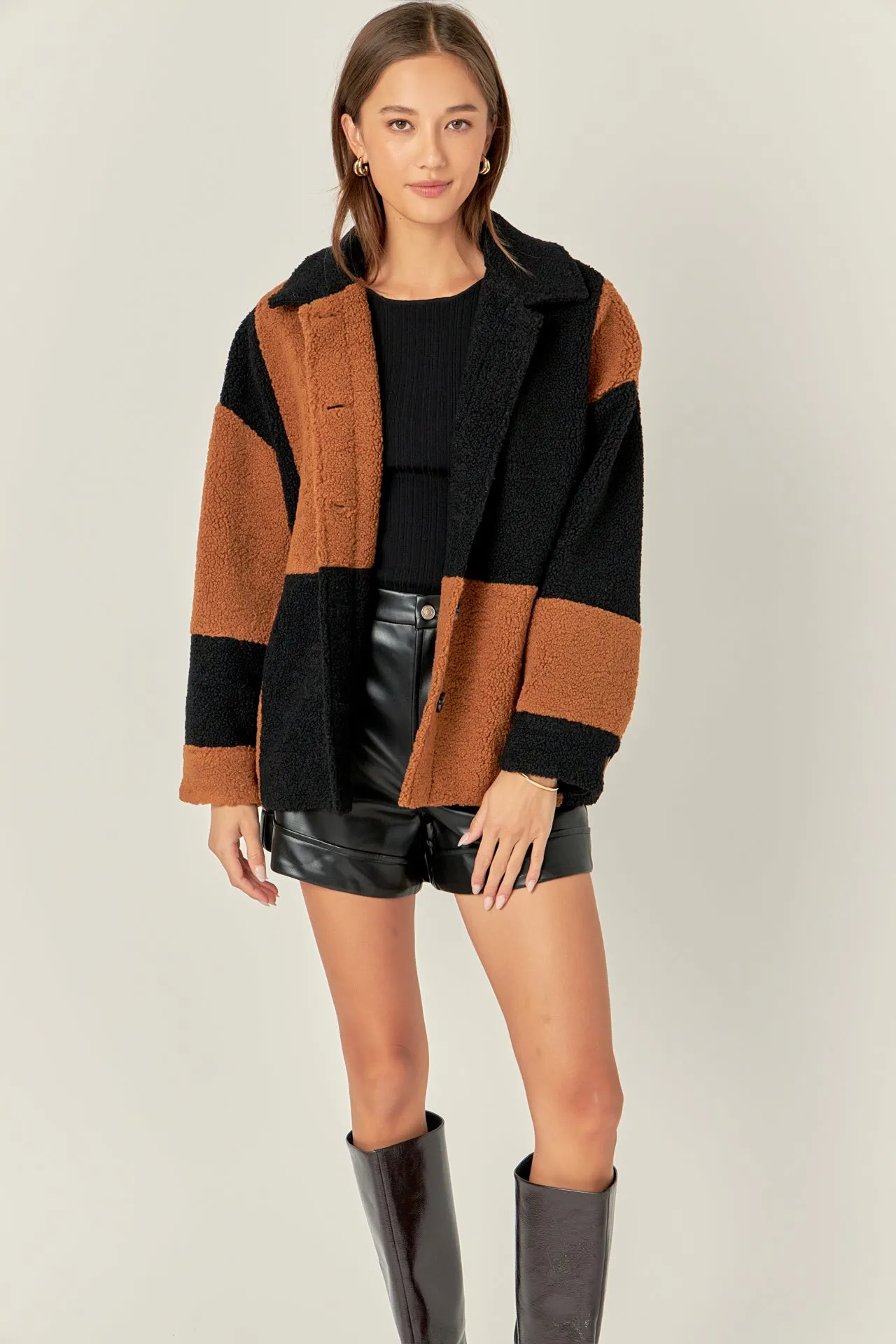 Oversize Teddy Check Jacket