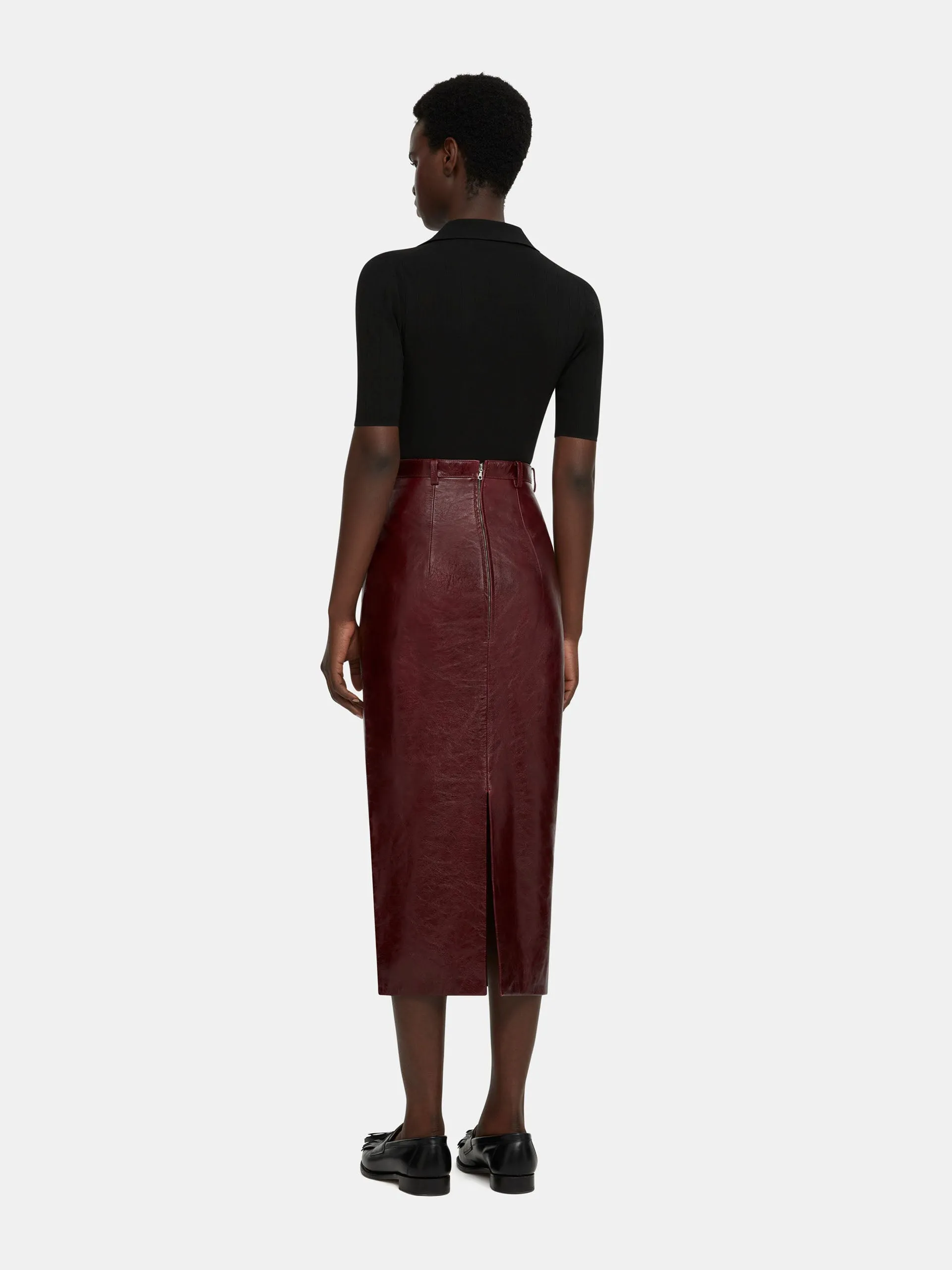 Oxblood leather Lorelei skirt