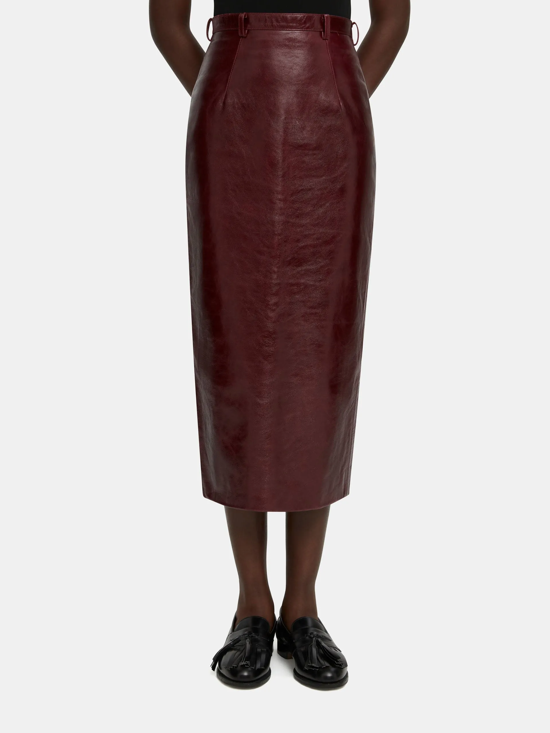 Oxblood leather Lorelei skirt