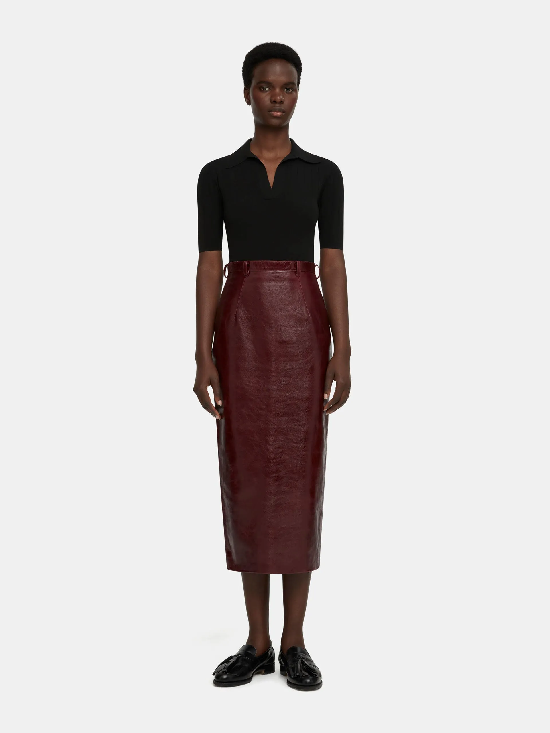 Oxblood leather Lorelei skirt