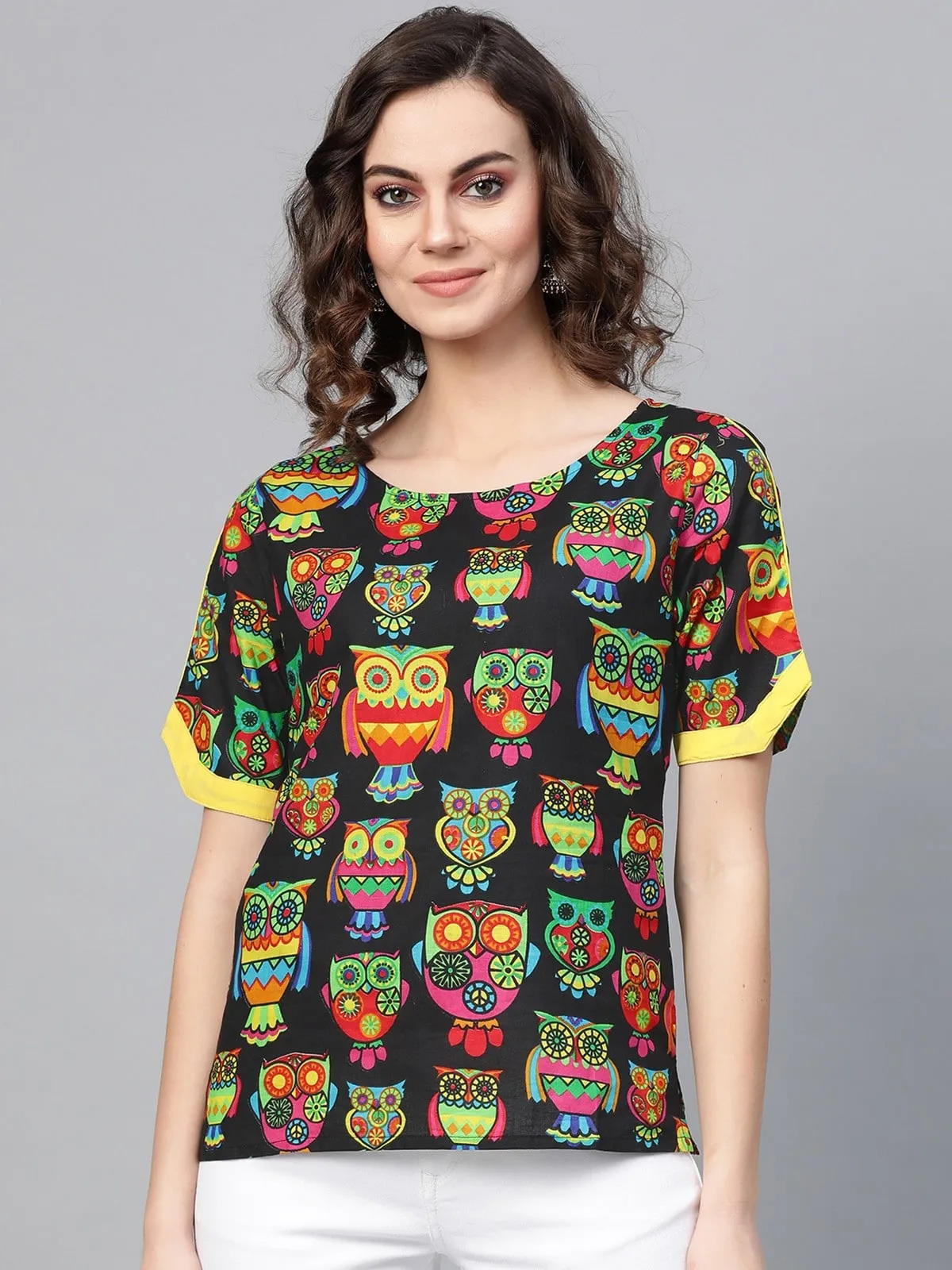 Pannkh Women's Owl Print Top