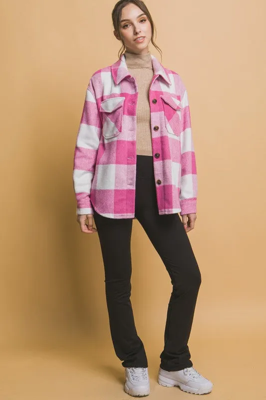 Pink Keep Shining Plaid Shacket