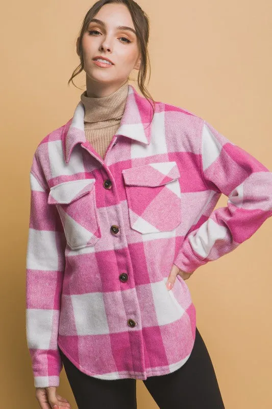 Pink Keep Shining Plaid Shacket