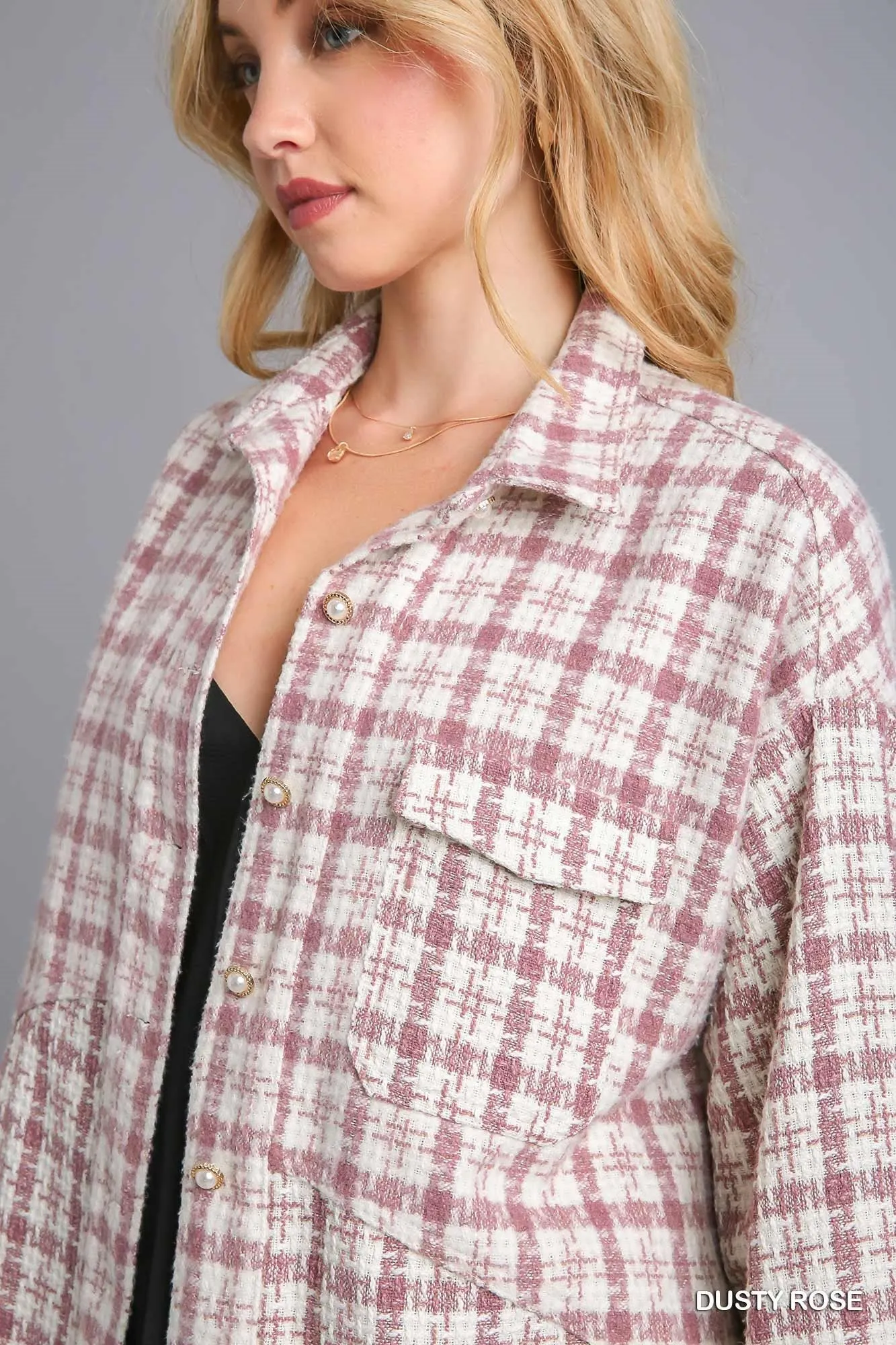 Plaid Obsession Mauve Tweed Shacket